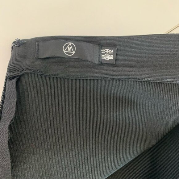 Missguided Black Ribbed Bodycon Pencil Skirt w/ Mesh Side Panels Size 12 - Picture 6 of 10